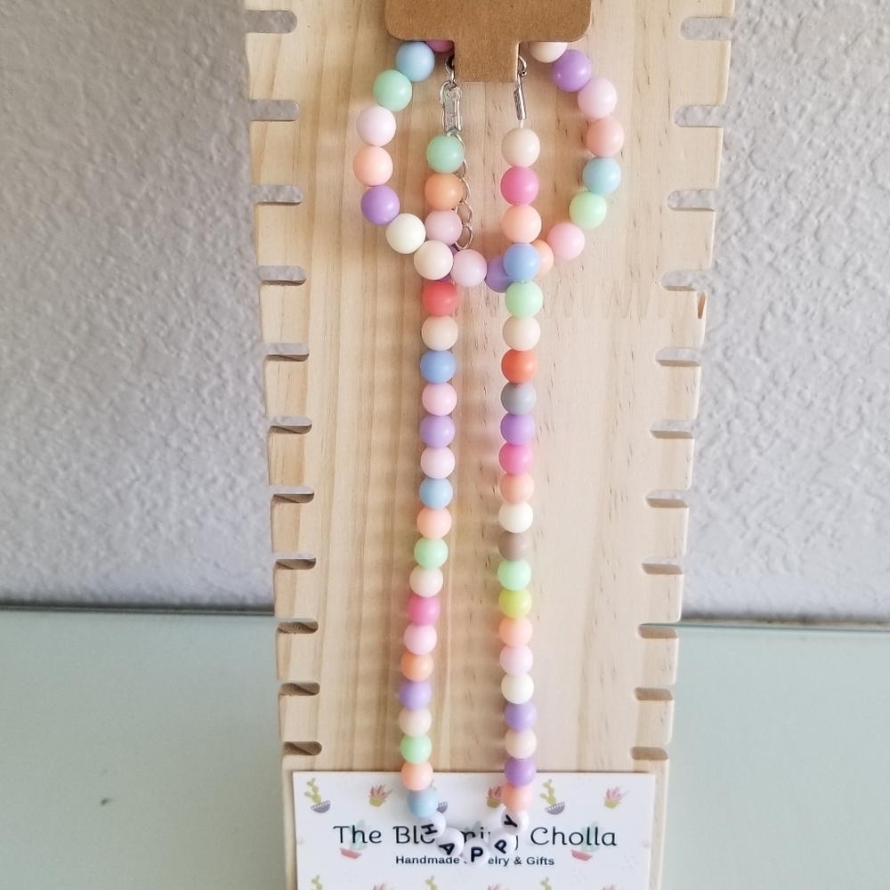 Girls HAPPY Beaded Necklace & Bracelet Set